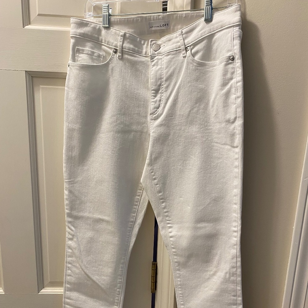 LOFT Curvy Skinny Jeans White